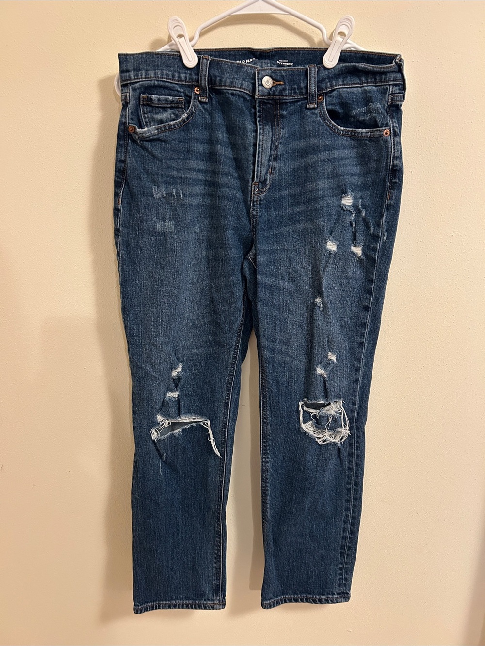 Old Navy Distressed Dark Blue Boyfriend Jeans